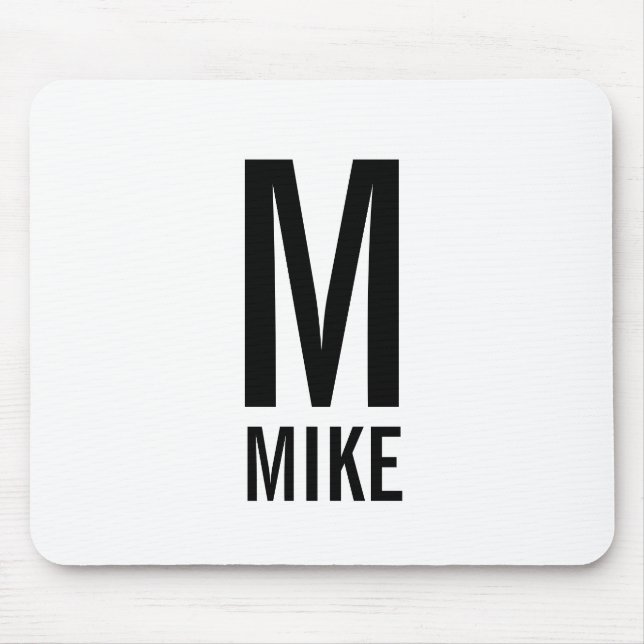 Modern Personalised Bold Monogram and Name Mouse Pad (Front)