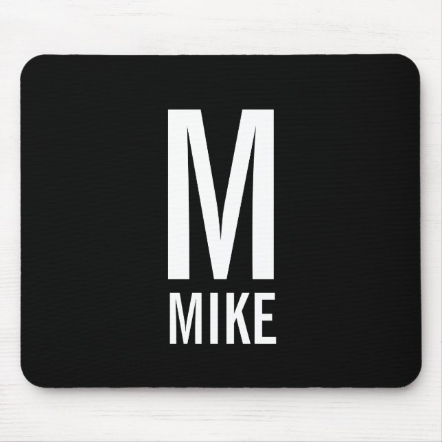 Modern Personalised Bold Monogram and Name Mouse Pad (Front)