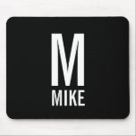 Modern Personalised Bold Monogram and Name Mouse Pad<br><div class="desc">Black and White Modern Monogram Design featuring personalised monogram and name in modern bold sans serif font style.</div>