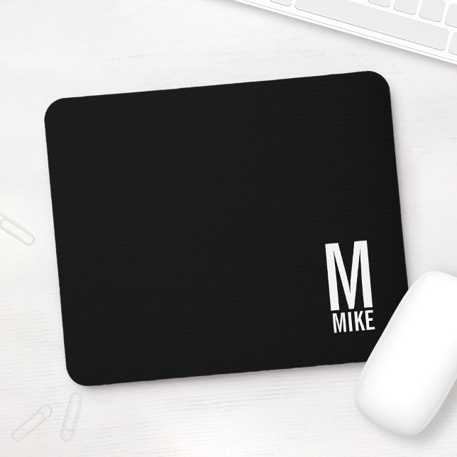 Modern Personalised Bold Monogram and Name Mouse Pad (Creator Uploaded)