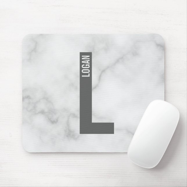 Modern Personalised Bold Monogram and Name Mouse Pad (With Mouse)