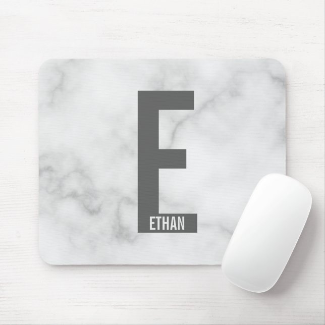 Modern Personalised Bold Monogram and Name Mouse Pad (With Mouse)