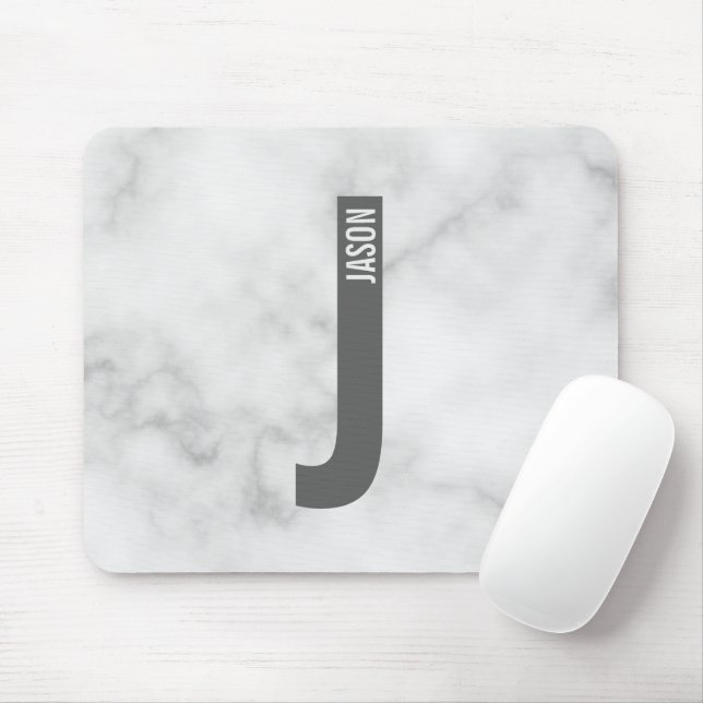 Modern Personalised Bold Monogram and Name Mouse Pad (With Mouse)