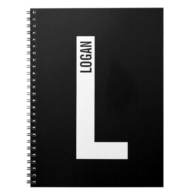 Modern Personalised Bold Monogram and Name Notebook (Front)