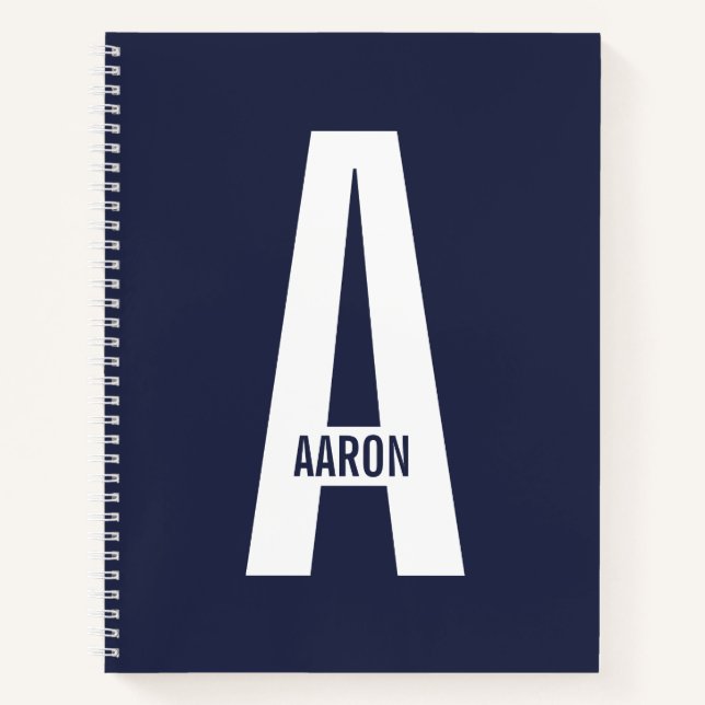 Modern Personalised Bold Monogram and Name Notebook (Front)