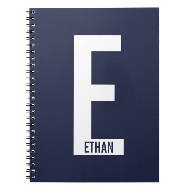 Modern Personalised Bold Monogram and Name Notebook (Front)