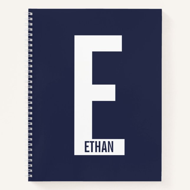 Modern Personalised Bold Monogram and Name Notebook (Front)