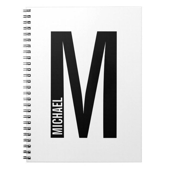 Modern Personalised Bold Monogram and Name Notebook (Front)