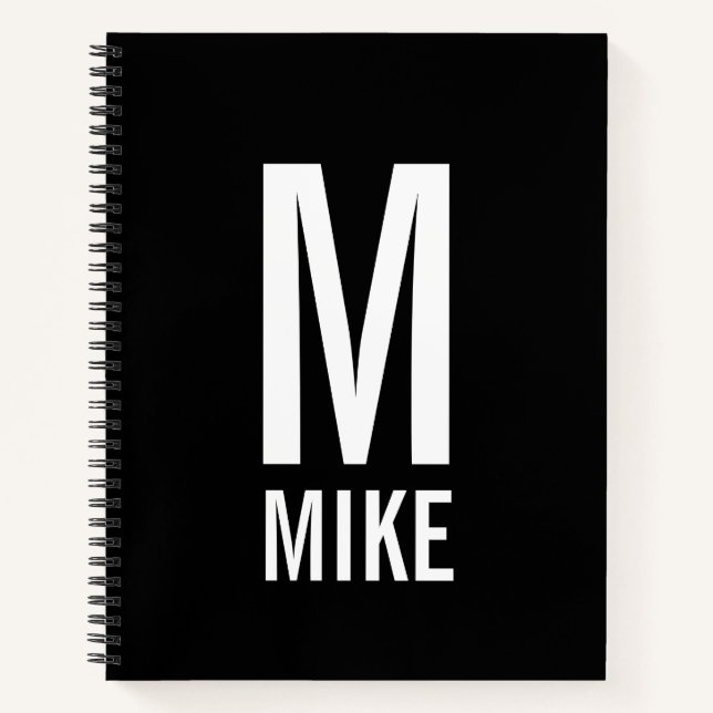 Modern Personalised Bold Monogram and Name Notebook (Front)