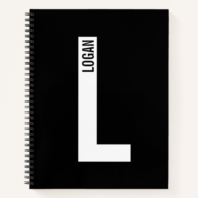Modern Personalised Bold Monogram and Name Notebook (Front)