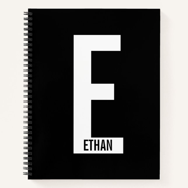 Modern Personalised Bold Monogram and Name Notebook (Front)