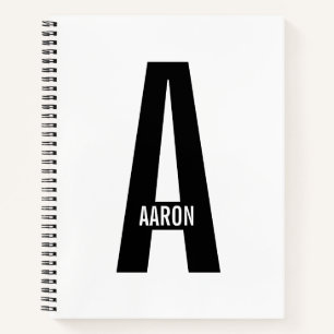 Modern Personalised Bold Monogram and Name Notebook