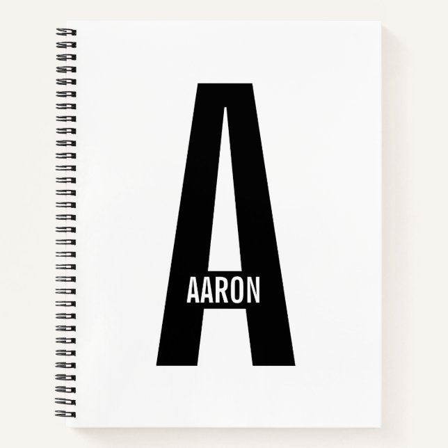 Modern Personalised Bold Monogram and Name Notebook (Front)