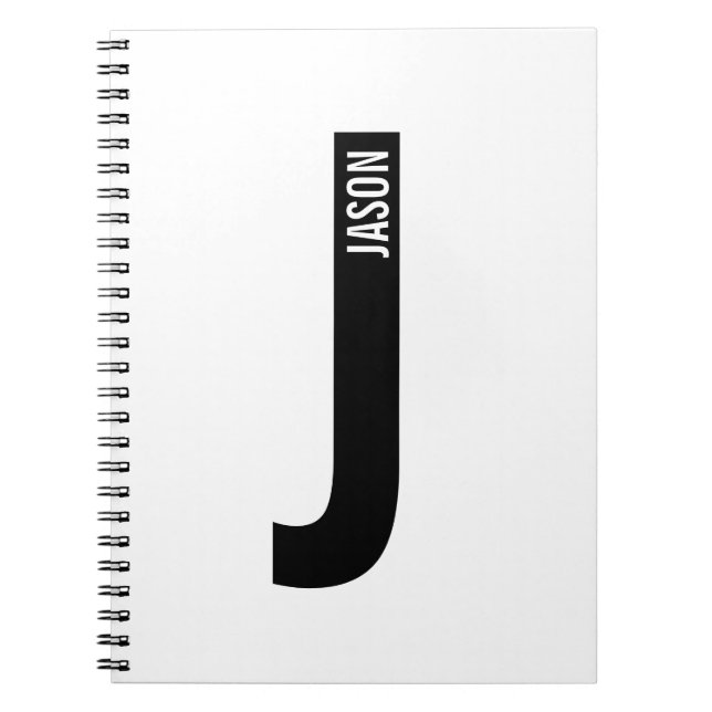 Modern Personalised Bold Monogram and Name Notebook (Front)