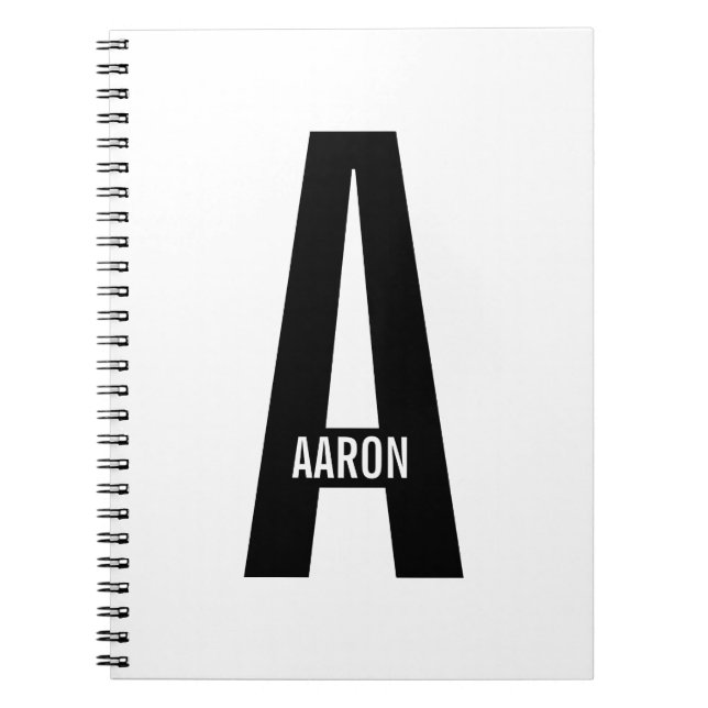Modern Personalised Bold Monogram and Name Notebook (Front)