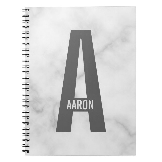 Modern Personalised Bold Monogram and Name Notebook (Front)