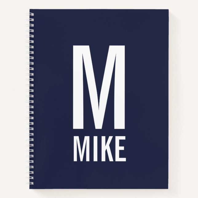Modern Personalised Bold Monogram and Name Notebook (Front)