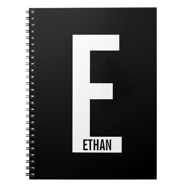 Modern Personalised Bold Monogram and Name Notebook (Front)