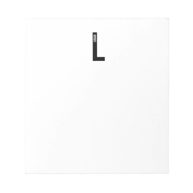 Modern Personalised Bold Monogram and Name Notepad (Front)