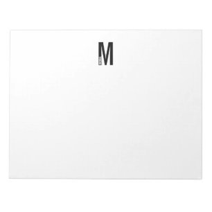 Modern Personalised Bold Monogram and Name Notepad