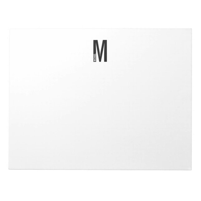 Modern Personalised Bold Monogram and Name Notepad (Front)