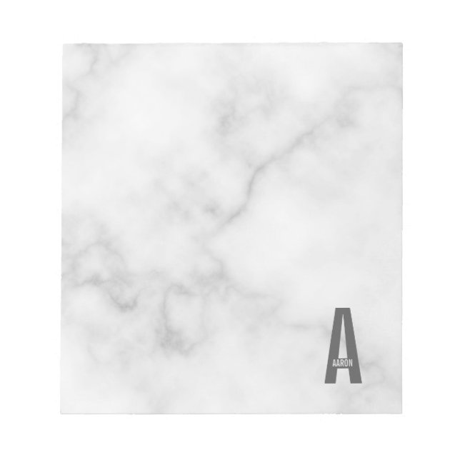Modern Personalised Bold Monogram and Name Notepad (Front)