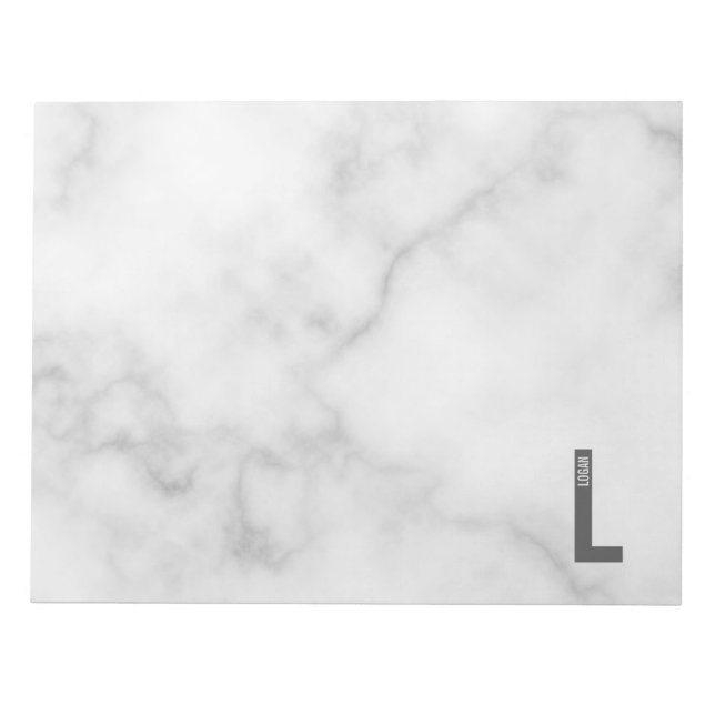 Modern Personalised Bold Monogram and Name Notepad (Front)