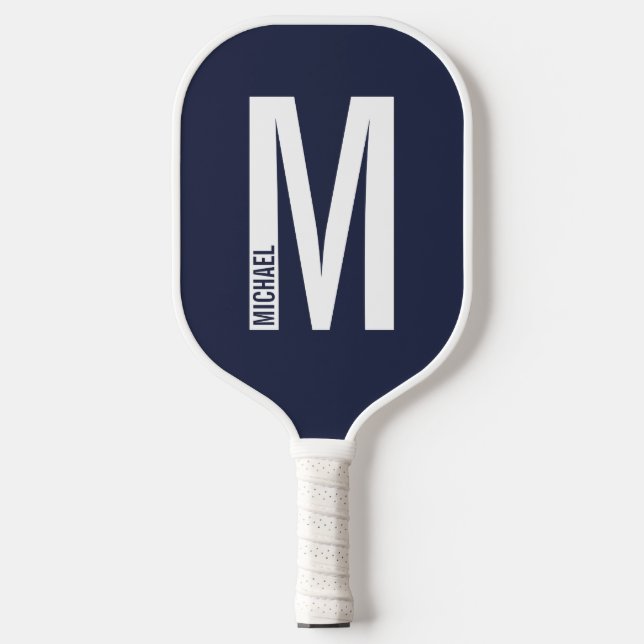 Modern Personalised Bold Monogram and Name Pickleball Paddle (Front)