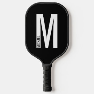 Modern Personalised Bold Monogram and Name Pickleball Paddle