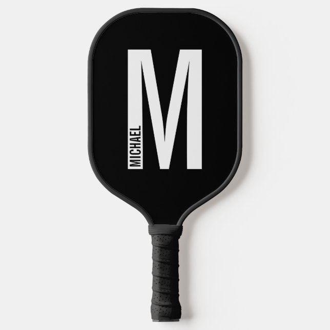 Modern Personalised Bold Monogram and Name Pickleball Paddle (Front)