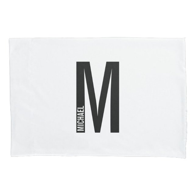Modern Personalised Bold Monogram and Name Pillowcase (Front)