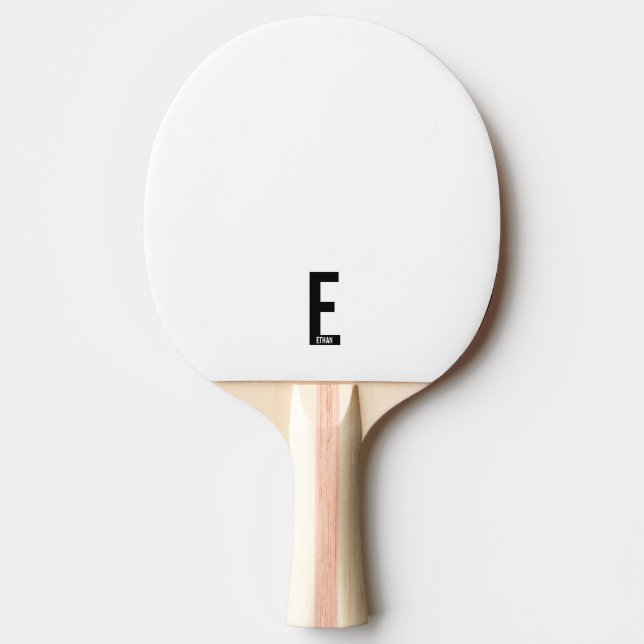 Modern Personalised Bold Monogram and Name Ping Pong Paddle (Front)