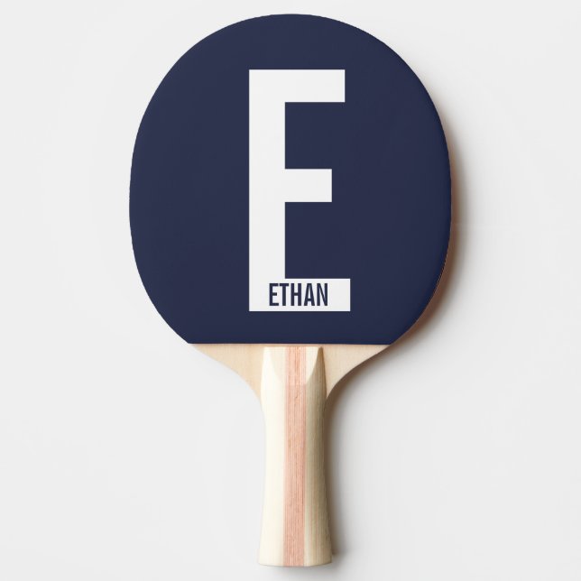 Modern Personalised Bold Monogram and Name Ping Pong Paddle (Front)