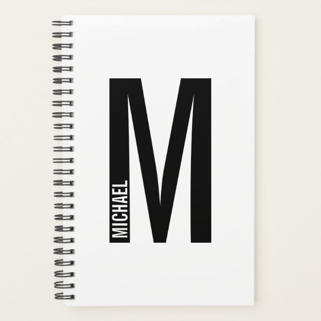 Modern Personalised Bold Monogram and Name Planner (Front)