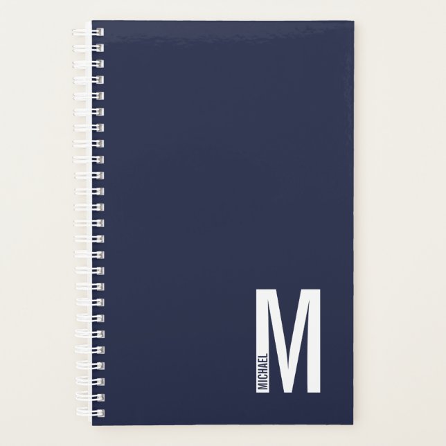 Modern Personalised Bold Monogram and Name Planner (Front)