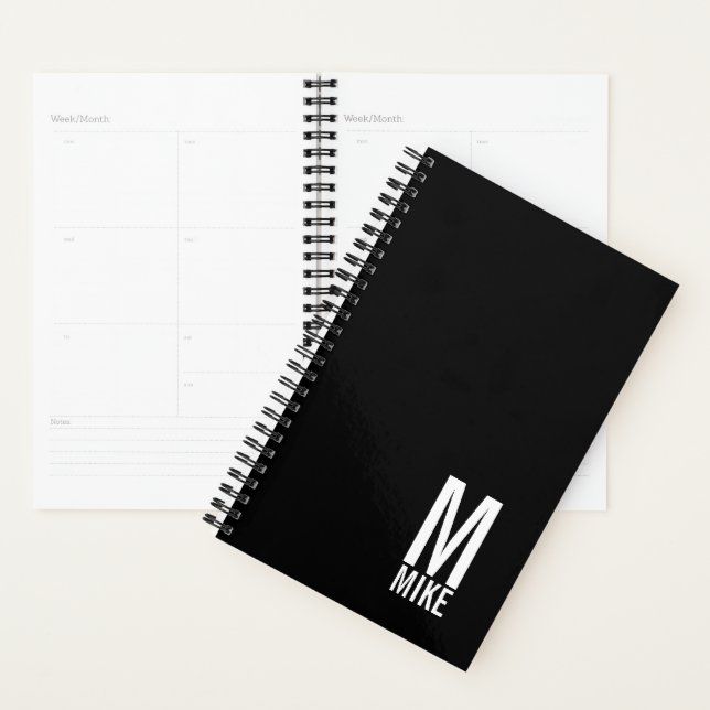 Modern Personalised Bold Monogram and Name Planner (Display)