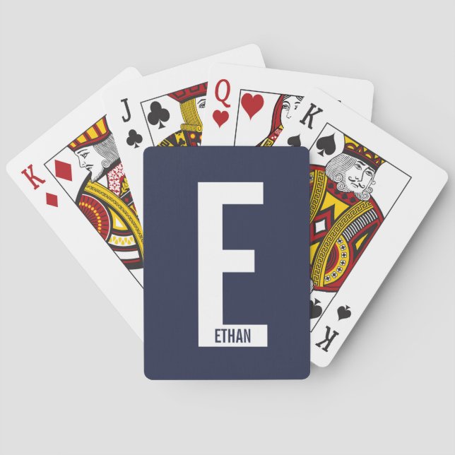 Modern Personalised Bold Monogram and Name Playing Cards (Back)