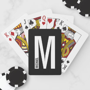 Modern Personalised Bold Monogram and Name Playing Cards