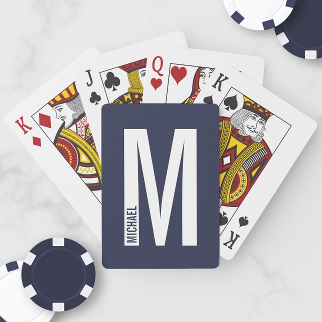 Modern Personalised Bold Monogram and Name Playing Cards (Creator Uploaded)