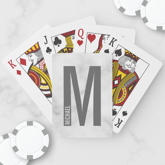 Modern Personalised Bold Monogram and Name Playing Cards (Creator Uploaded)