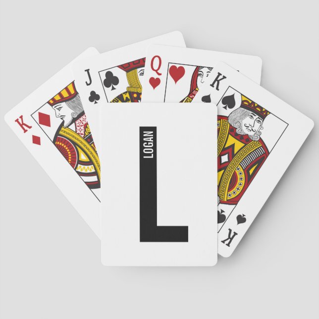 Modern Personalised Bold Monogram and Name Playing Cards (Back)