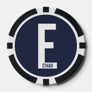 Modern Personalised Bold Monogram and Name Poker Chips
