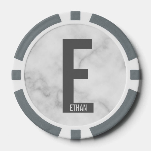 Modern Personalised Bold Monogram and Name Poker Chips (Front)