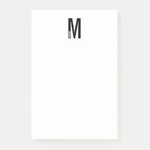 Modern Personalised Bold Monogram and Name Post-it Notes