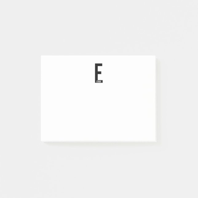 Modern Personalised Bold Monogram and Name Post-it Notes (Front)
