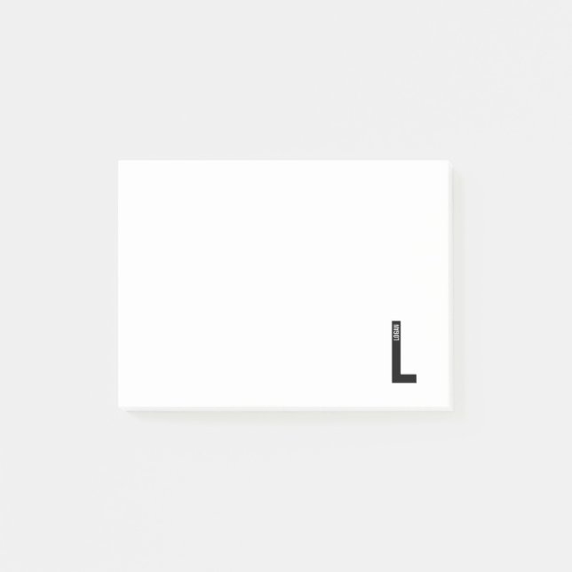 Modern Personalised Bold Monogram and Name Post-it Notes (Front)
