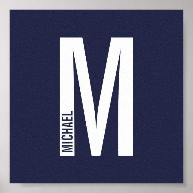Modern Personalised Bold Monogram and Name Poster (Front)