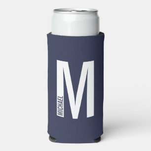 Modern Personalised Bold Monogram and Name Seltzer Seltzer Can Cooler