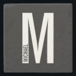 Modern Personalised Bold Monogram and Name Stone Coaster<br><div class="desc">Modern Monogram Design featuring personalised monogram letter "M" and name in modern bold sans serif font style.

Perfect gift for him,  father's day gift,  groomsman gift and more.</div>