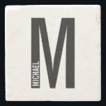 Modern Personalised Bold Monogram and Name Stone Coaster<br><div class="desc">Modern Monogram Design featuring personalised monogram letter "M" and name in modern bold sans serif font style.

Perfect gift for him,  father's day gift,  groomsman gift and more.</div>